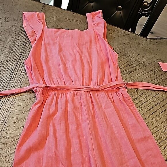 Linen coral jumpsuit romper size M 7/8 - Picture 8 of 10